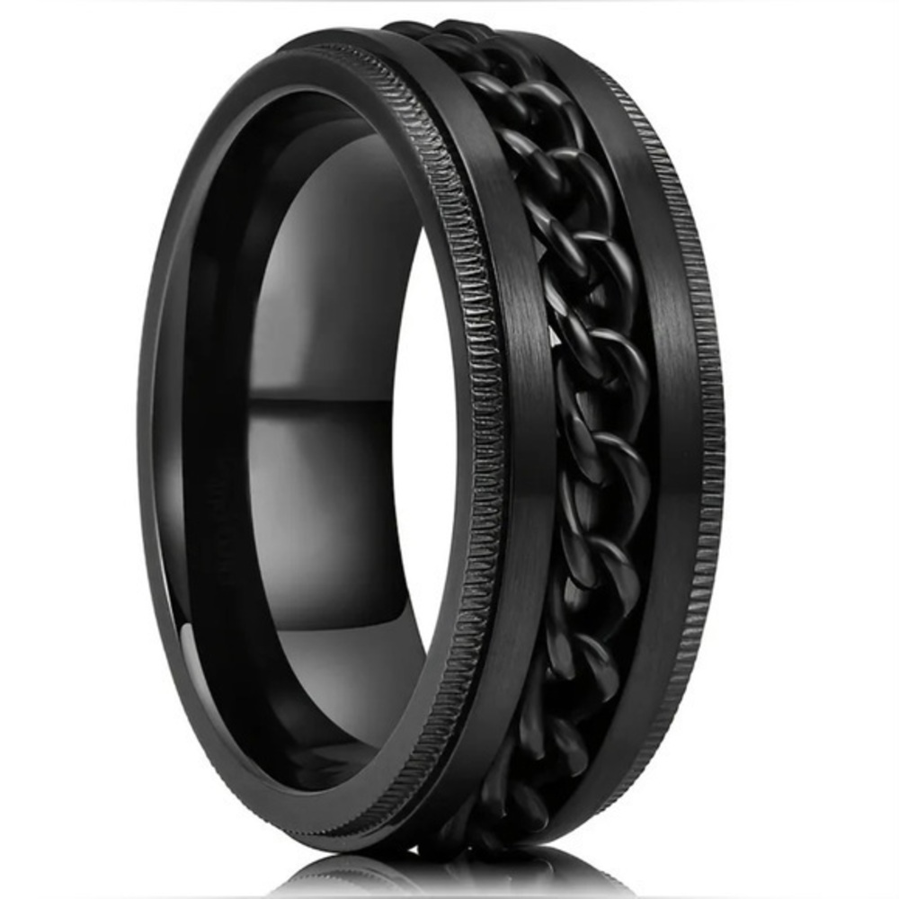 Men's Classic Black Stainless Steel Ring size Men’s 8
